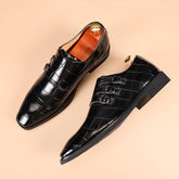 Men's Business Oxford Leather Shoes Buckle Square Toe Dress Shoes - Acapparelstore